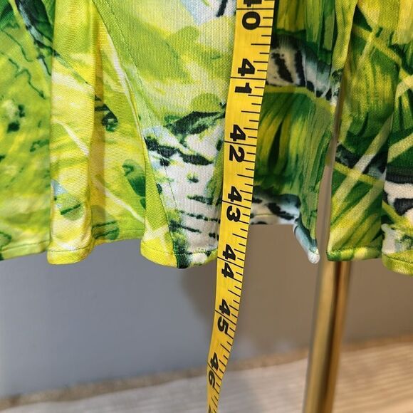 Escada tropical Vibrant Green Patterned long sleeve midi dress size 40 Medium - Picture 4 of 10